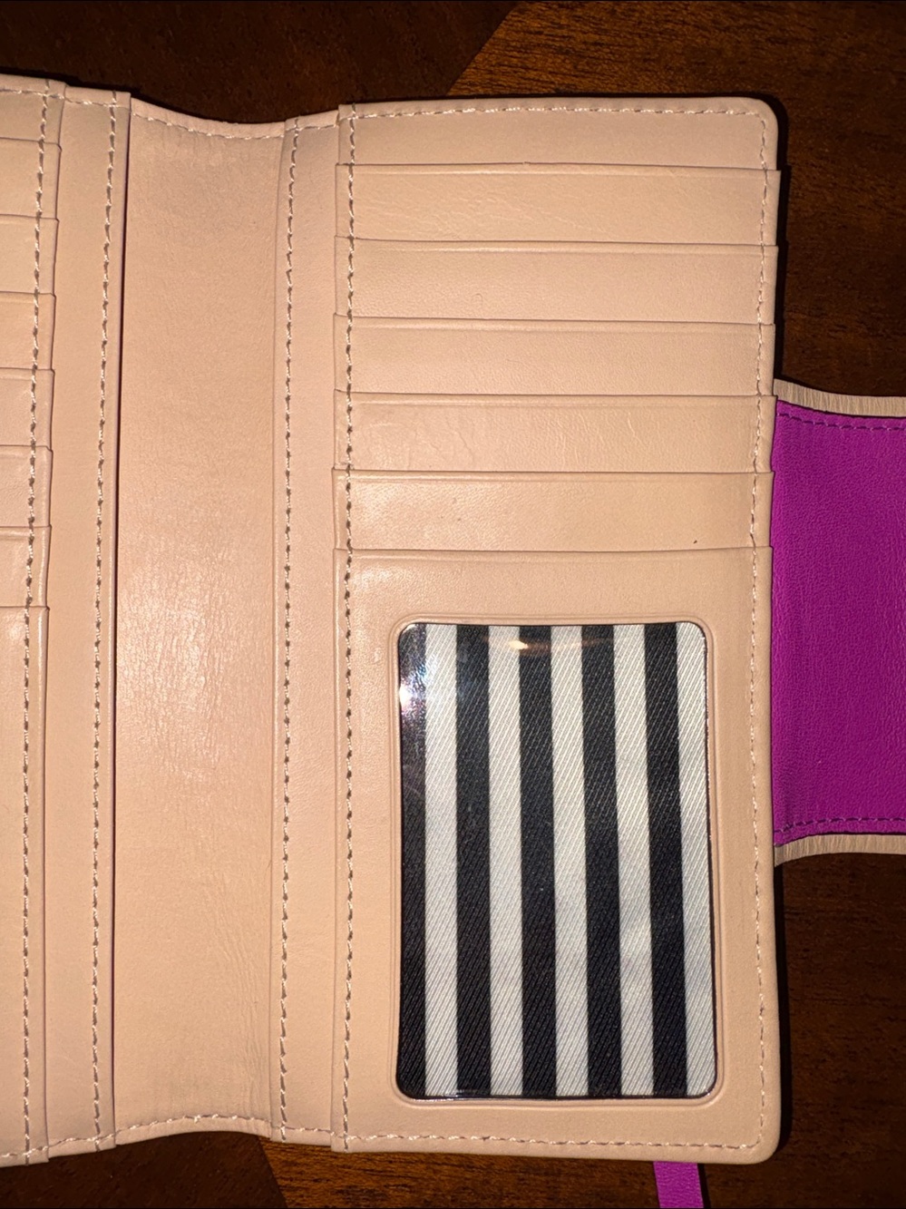 kate spade long wallet bifold turn lock flap Leather orchid/tan trim - Picture 14 of 17